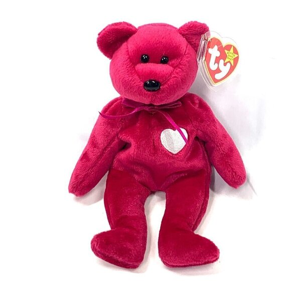 TY Beanie Babies Valentina Valentine's Day Bear Pink Plush 8" With Original Tags - Picture 7 of 7